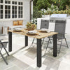 Metal Slatted Top Outdoor Garden Dining Table for 6 People With Parasol Hole - Velmora