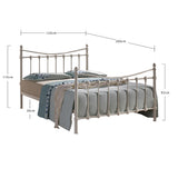 Metal Small Double Bed Victorian Style With Sprung Slatted Base - Florida