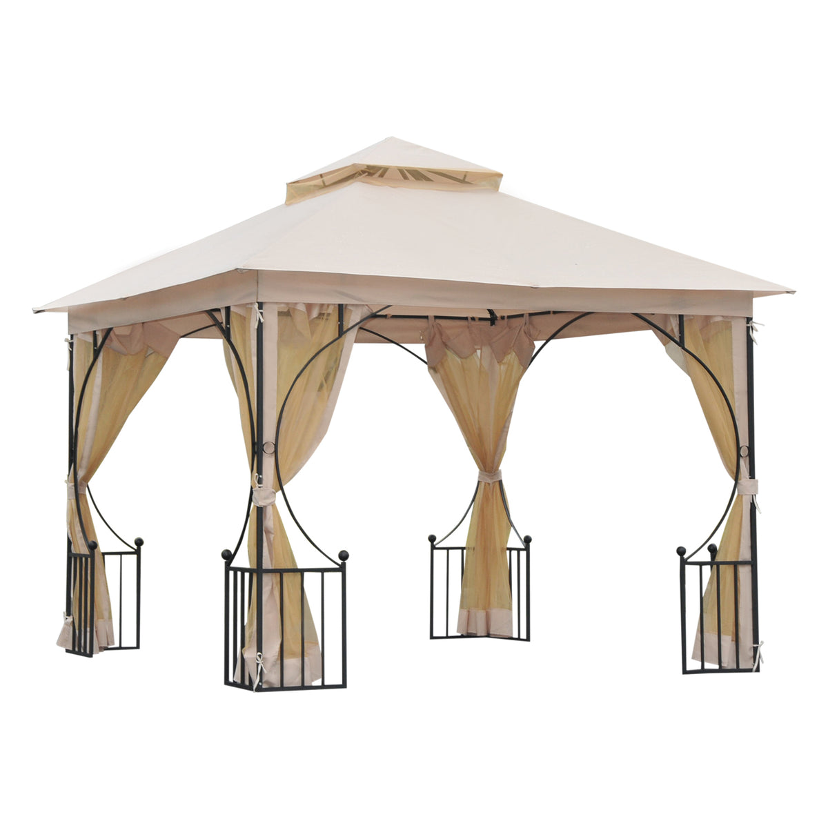 Metal Softtop Gazebo 3x3m with Curtains and Netting - Garden UK | Cozy ...