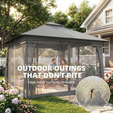 Metal Softtop Gazebo 330cm Width x 330cm Depth With Mosquito Netting - Velmora