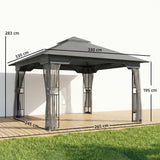Metal Softtop Gazebo 330cm Width x 330cm Depth With Mosquito Netting - Velmora