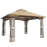Metal Softtop Gazebo 330cm Width x 330cm Depth With Mosquito Netting - Velmora