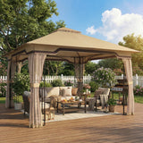 Metal Softtop Gazebo 330cm Width x 330cm Depth With Mosquito Netting - Velmora