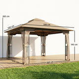 Metal Softtop Gazebo 330cm Width x 330cm Depth With Mosquito Netting - Velmora