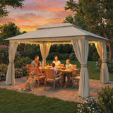 Metal Softtop Gazebo 400cm Width x 300cm Depth With Curtains - Velmora