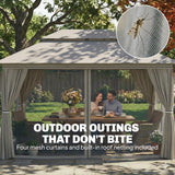 Metal Softtop Gazebo 400cm Width x 300cm Depth With Curtains - Velmora