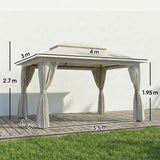 Metal Softtop Gazebo 400cm Width x 300cm Depth With Curtains - Velmora