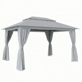 Metal Softtop Gazebo 400cm Width x 300cm Depth With Curtains - Velmora