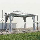 Metal Softtop Gazebo 400cm Width x 300cm Depth With Curtains - Velmora