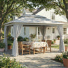 Metal Softtop Gazebo 400cm Width x 300cm Depth With Curtains - Velmora