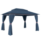 Metal Softtop Gazebo 400cm Width x 300cm Depth With Curtains - Velmora