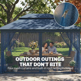 Metal Softtop Gazebo 400cm Width x 300cm Depth With Curtains - Velmora