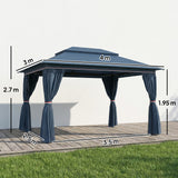 Metal Softtop Gazebo 400cm Width x 300cm Depth With Curtains - Velmora