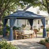 Metal Softtop Gazebo 400cm Width x 300cm Depth With Curtains - Velmora