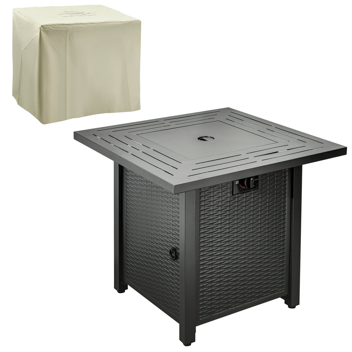 Metal Square 40,000 BTU Propane Gas Smokeless Fire Pit Table - Velmora
