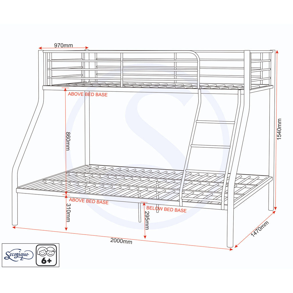 Metal Triple Sleeper Bunk Bed With Ladder - Tandi