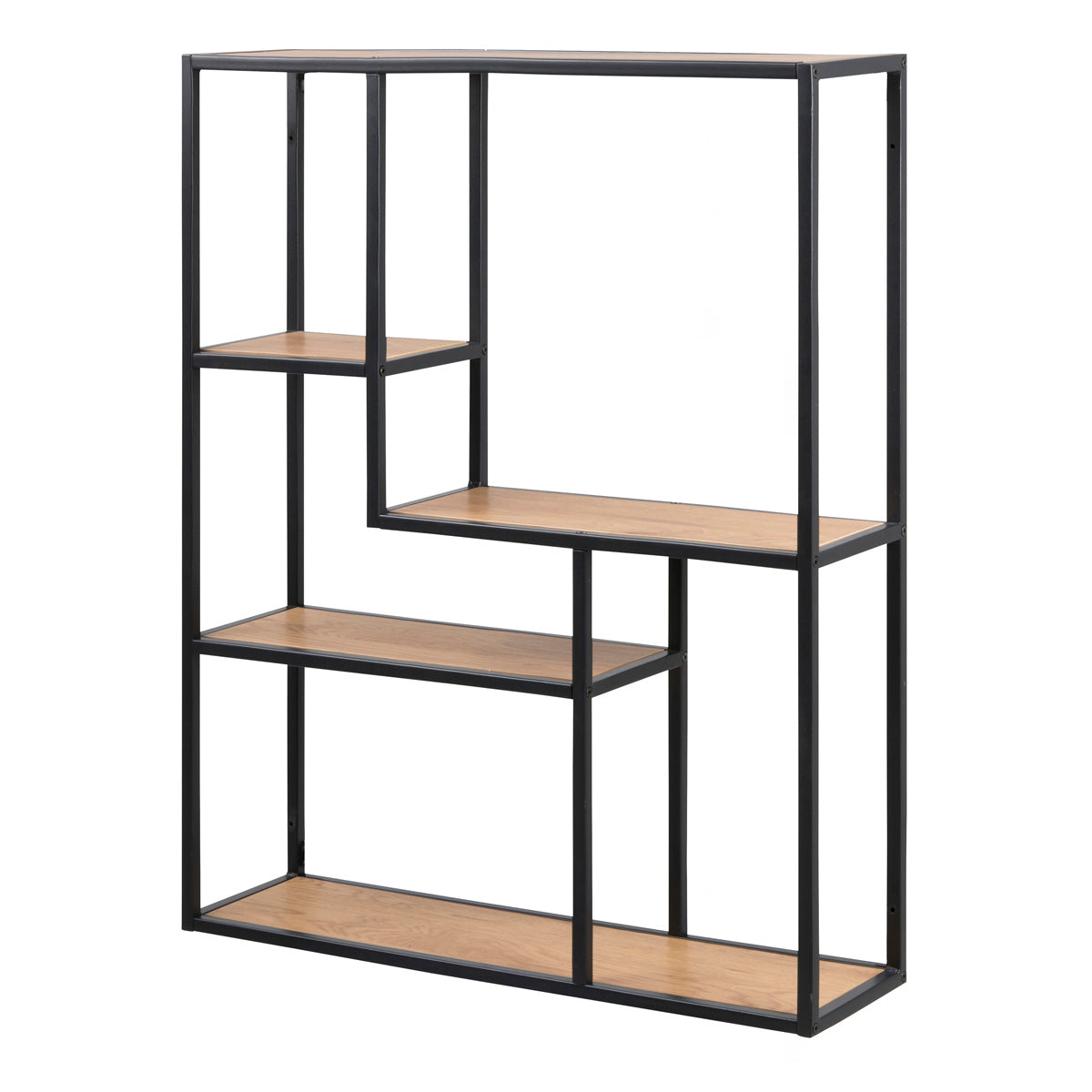 Metal Wall Shelf Wide in Black With 3 Additional Shelves - Seaford