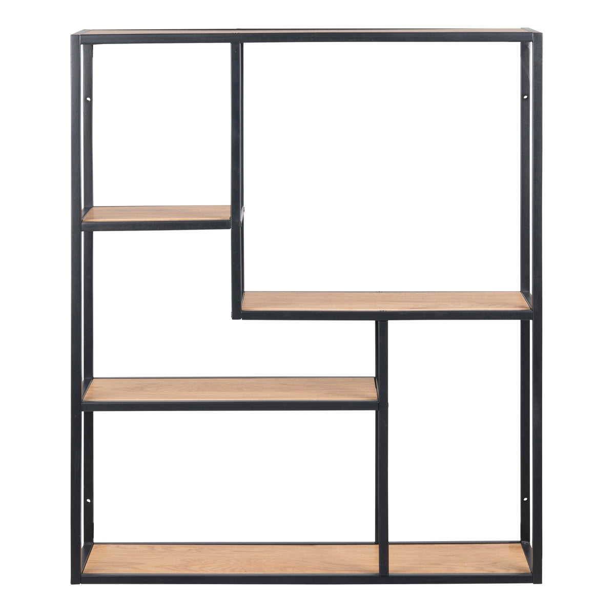 Metal Wall Shelf Wide in Black With 3 Additional Shelves - Seaford