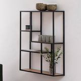 Metal Wall Shelf Wide in Black With 3 Additional Shelves - Seaford