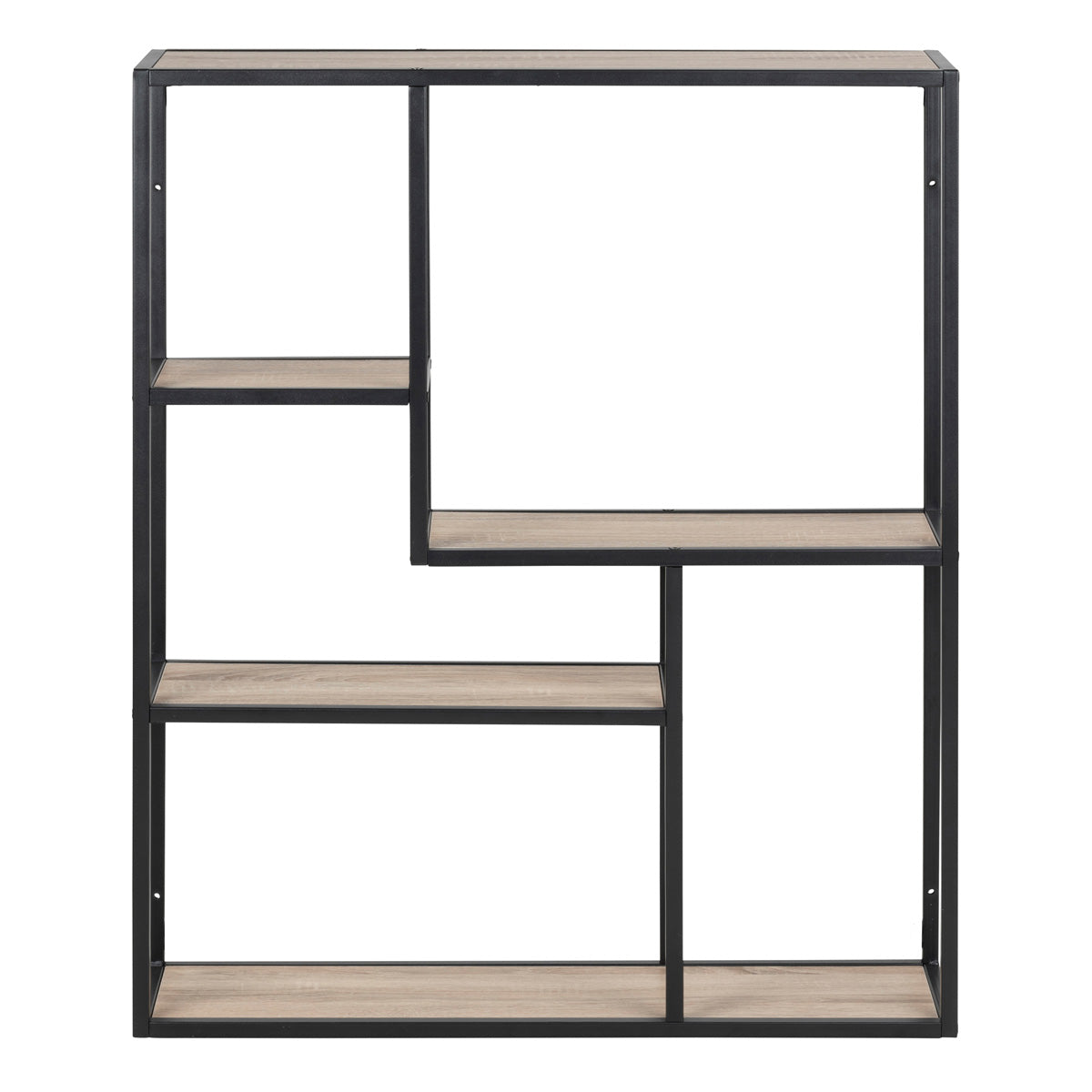 Metal Wall Shelf Wide in Black With 3 Additional Shelves - Seaford