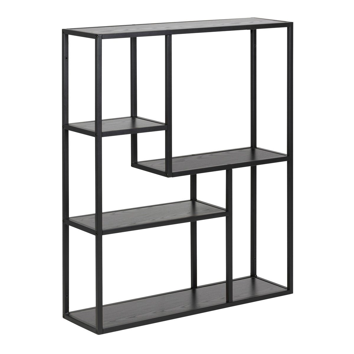Metal Wall Shelf Wide in Black With 3 Additional Shelves - Seaford