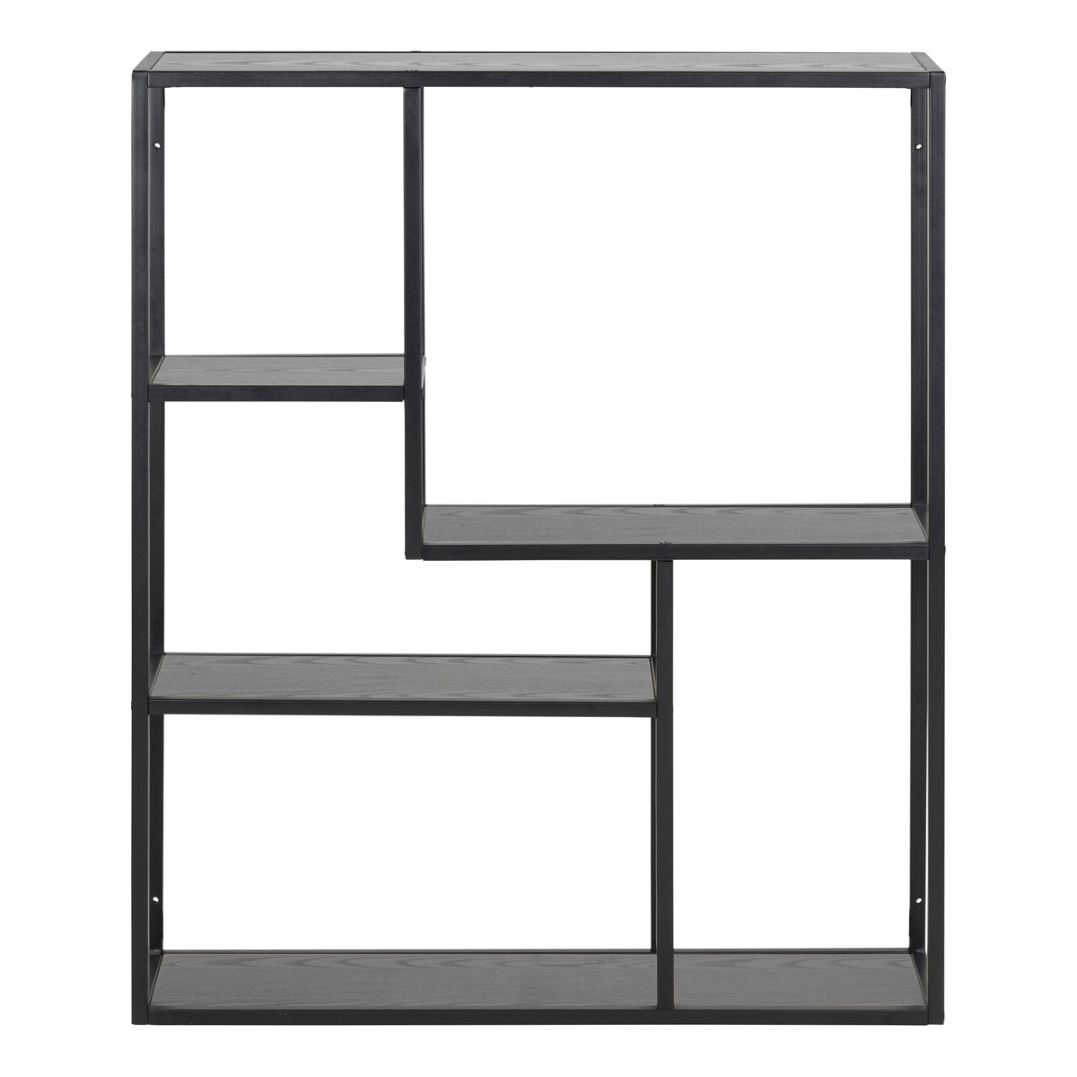 Metal Wall Shelf Wide in Black With 3 Additional Shelves - Seaford