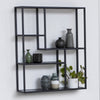 Metal Wall Shelf Wide in Black With 3 Additional Shelves - Seaford