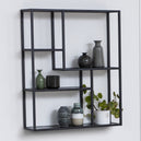 Metal Wall Shelf Wide in Black With 3 Additional Shelves - Seaford