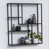 Metal Wall Shelf Wide in Black With 3 Additional Shelves - Seaford