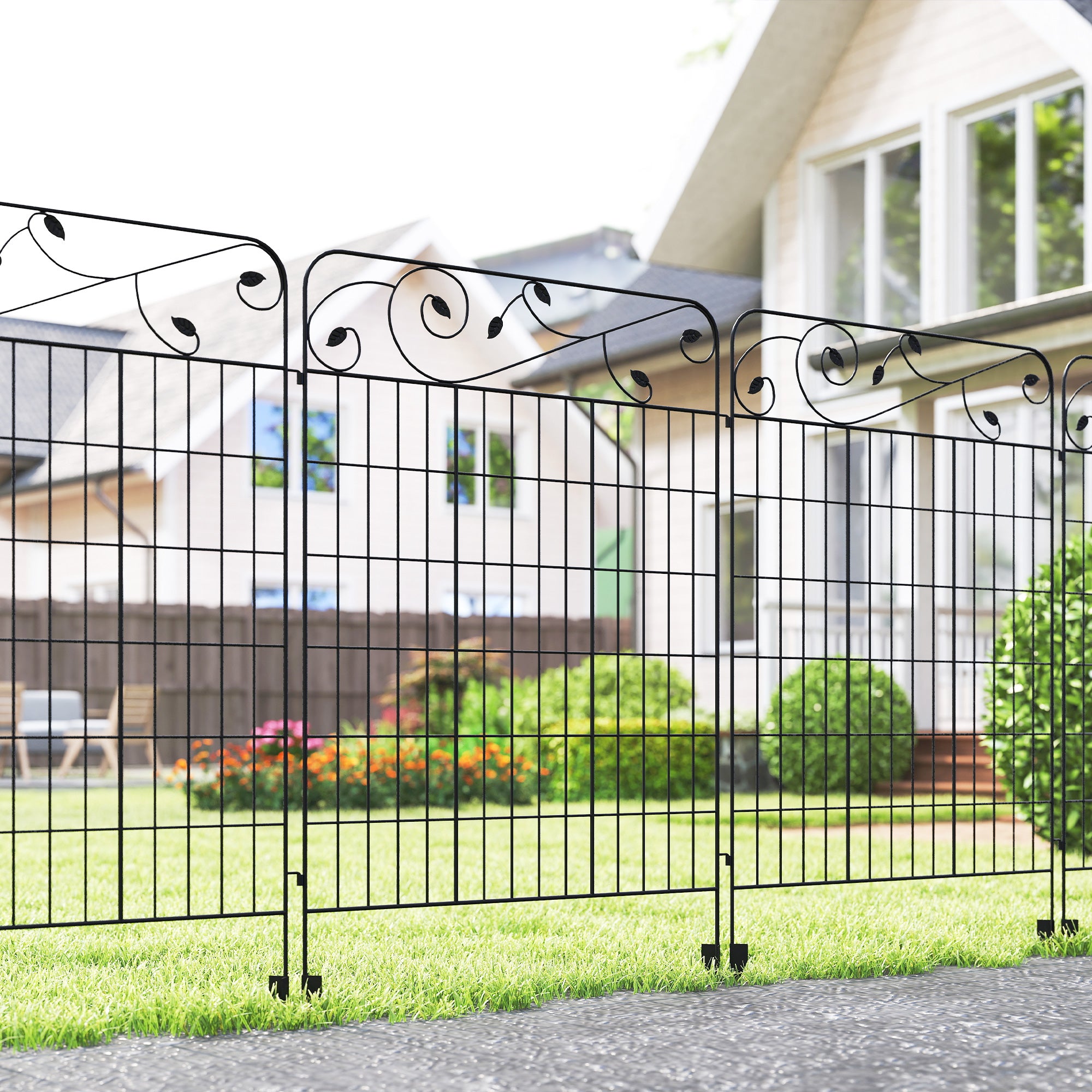 Metal Wire Landscape Flower Bed Border Edging Garden Fence Panels 352cm Wide in Set Of 4 - Velmora