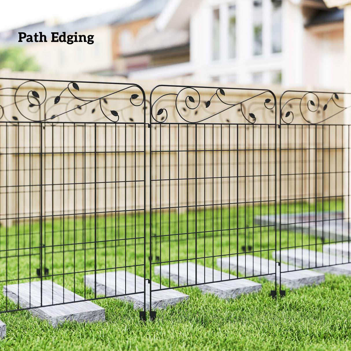 Metal Wire Landscape Flower Bed Border Edging Garden Fence Panels 352cm Wide in Set Of 4 - Velmora