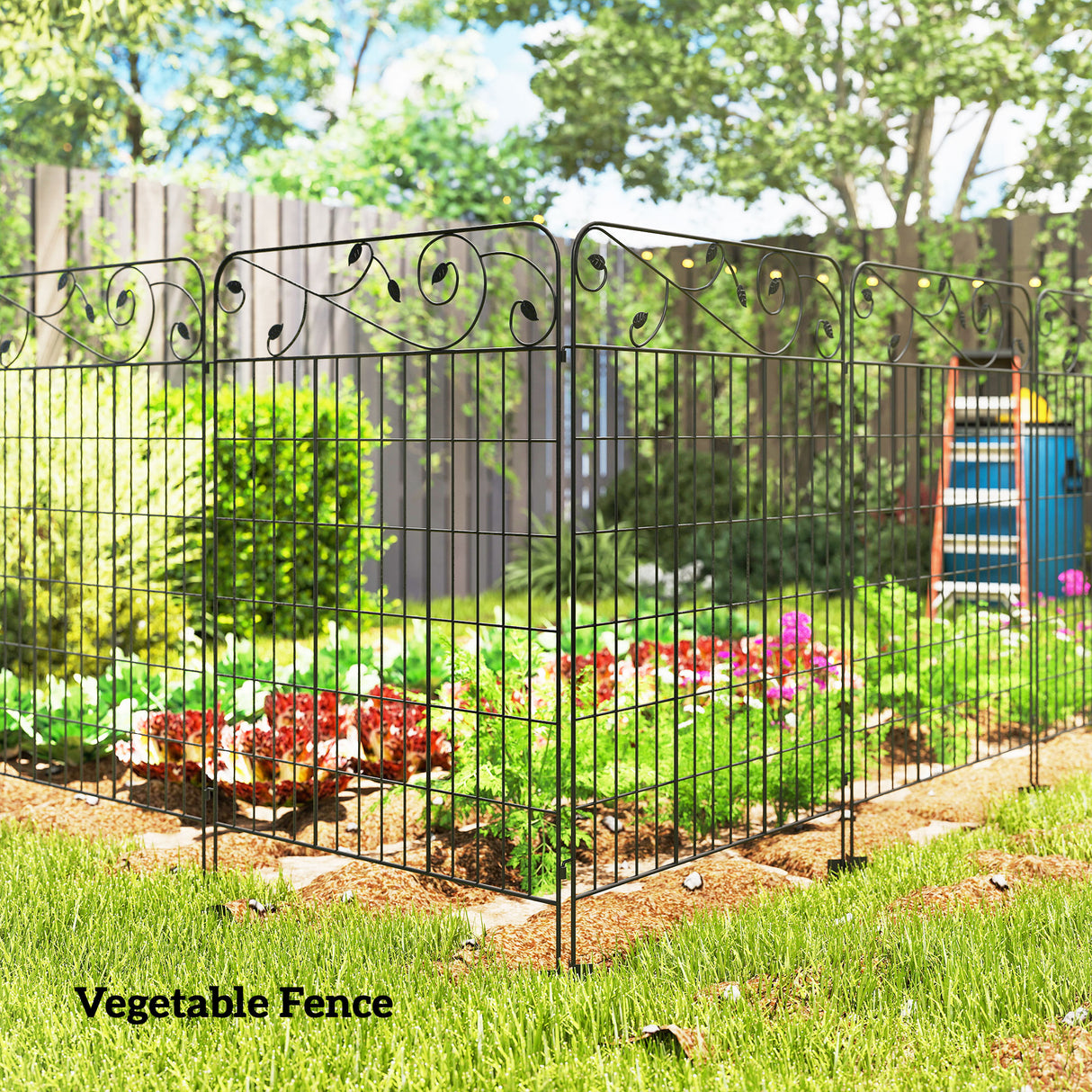 Metal Wire Landscape Flower Bed Border Edging Garden Fence Panels 352cm Wide in Set Of 4 - Velmora