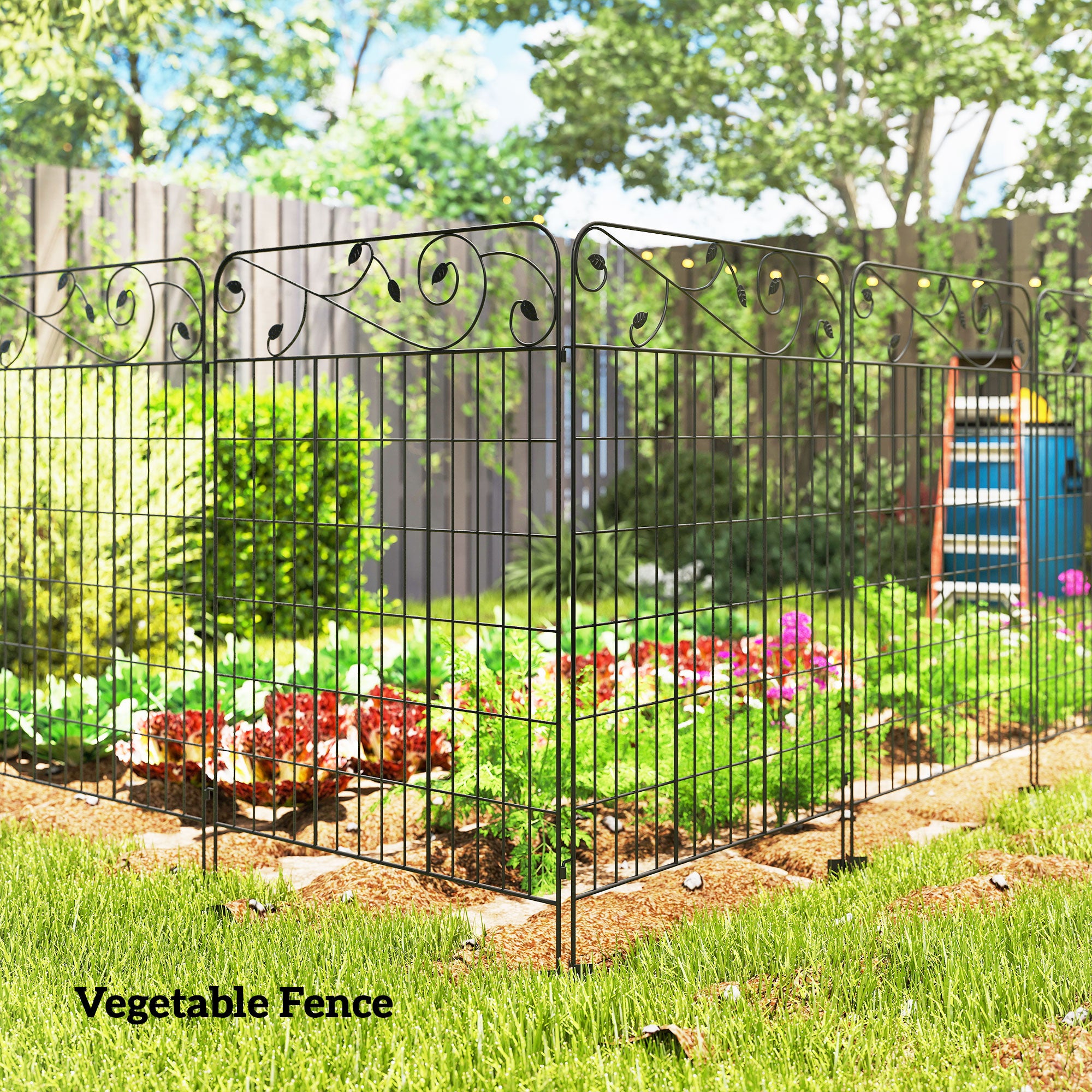 Metal Wire Landscape Flower Bed Border Edging Garden Fence Panels 352cm Wide in Set Of 4 - Velmora
