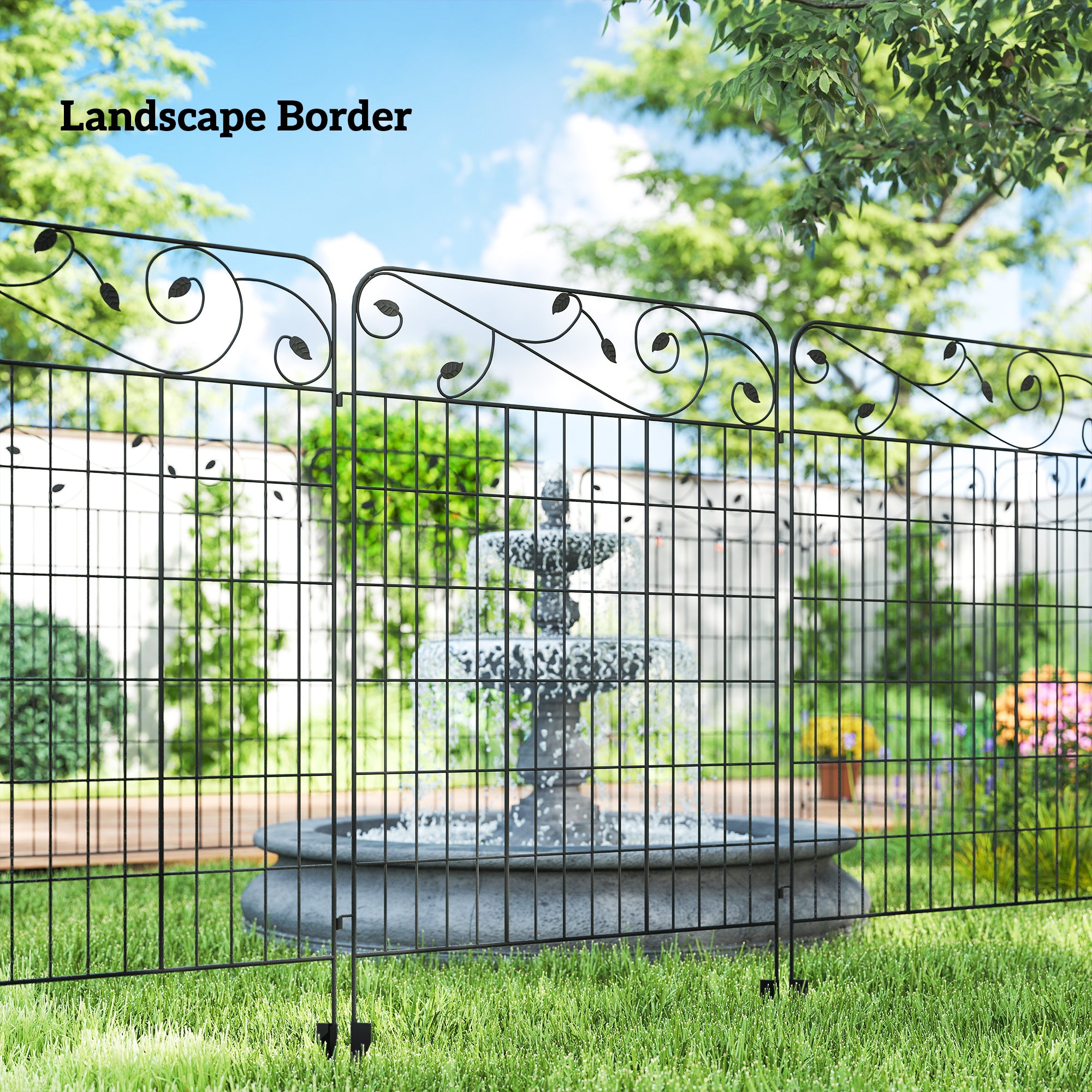 Metal Wire Landscape Flower Bed Border Edging Garden Fence Panels 352cm Wide in Set Of 4 - Velmora