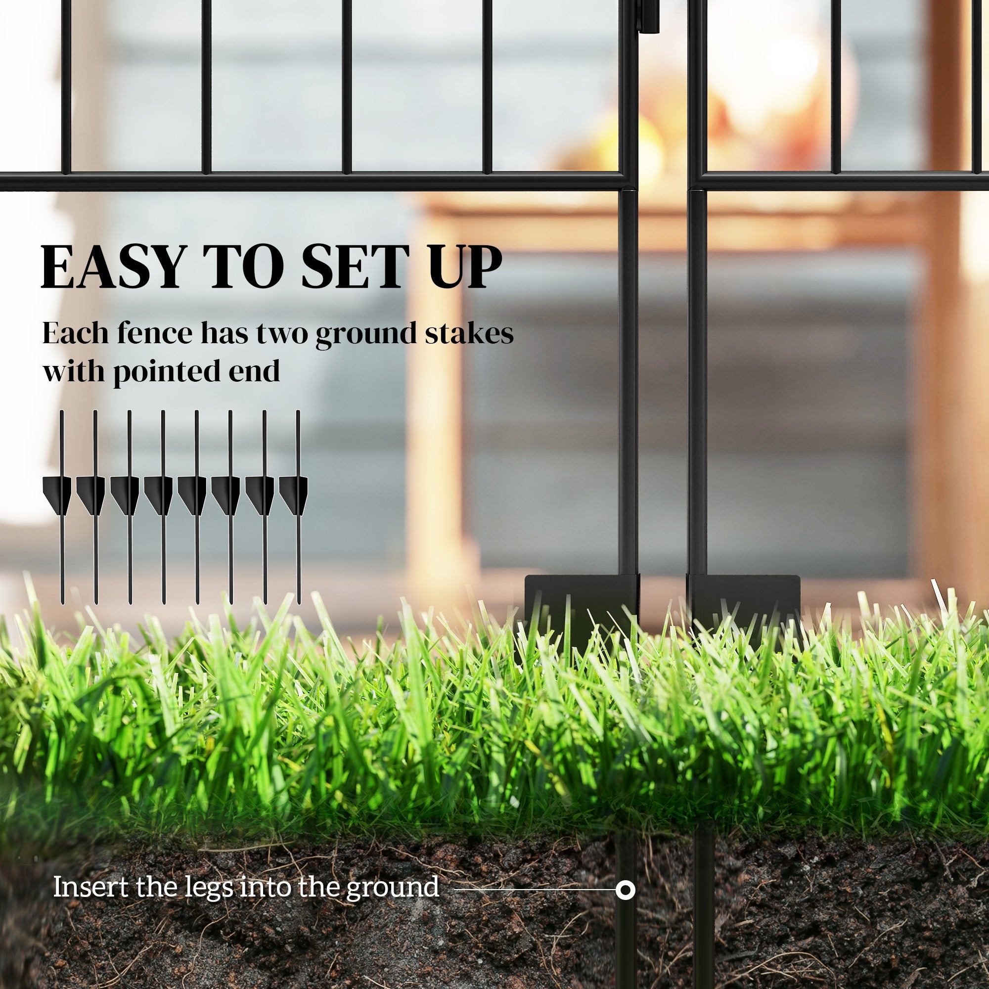 Metal Wire Landscape Flower Bed Border Edging Garden Fence Panels 352cm Wide in Set Of 4 - Velmora