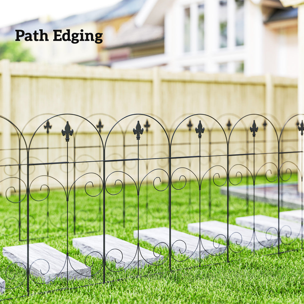 Metal Wire Landscape Flower Bed Border Edging Garden Fence Panels 381cm Wide in Set Of 8 - Velmora
