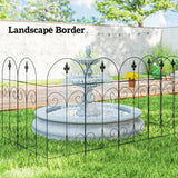 Metal Wire Landscape Flower Bed Border Edging Garden Fence Panels 381cm Wide in Set Of 8 - Velmora