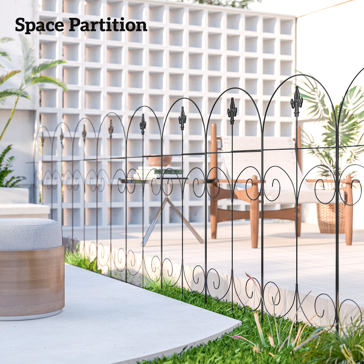 Metal Wire Landscape Flower Bed Border Edging Garden Fence Panels 381cm Wide in Set Of 8 - Velmora