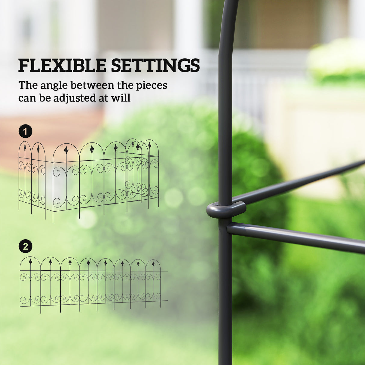 Metal Wire Landscape Flower Bed Border Edging Garden Fence Panels 381cm Wide in Set Of 8 - Velmora