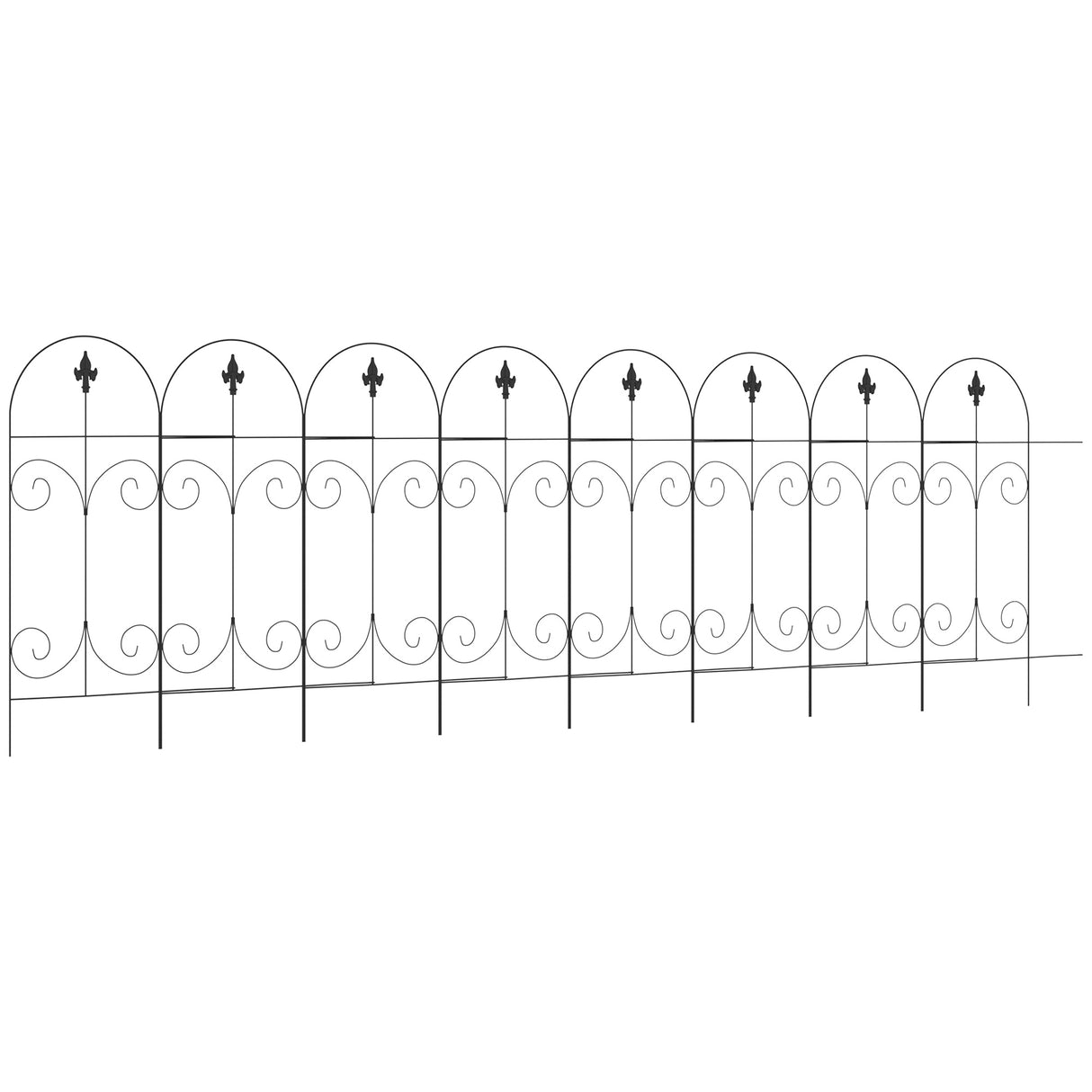 Metal Wire Landscape Flower Bed Border Edging Garden Fence Panels 381cm Wide in Set Of 8 - Velmora