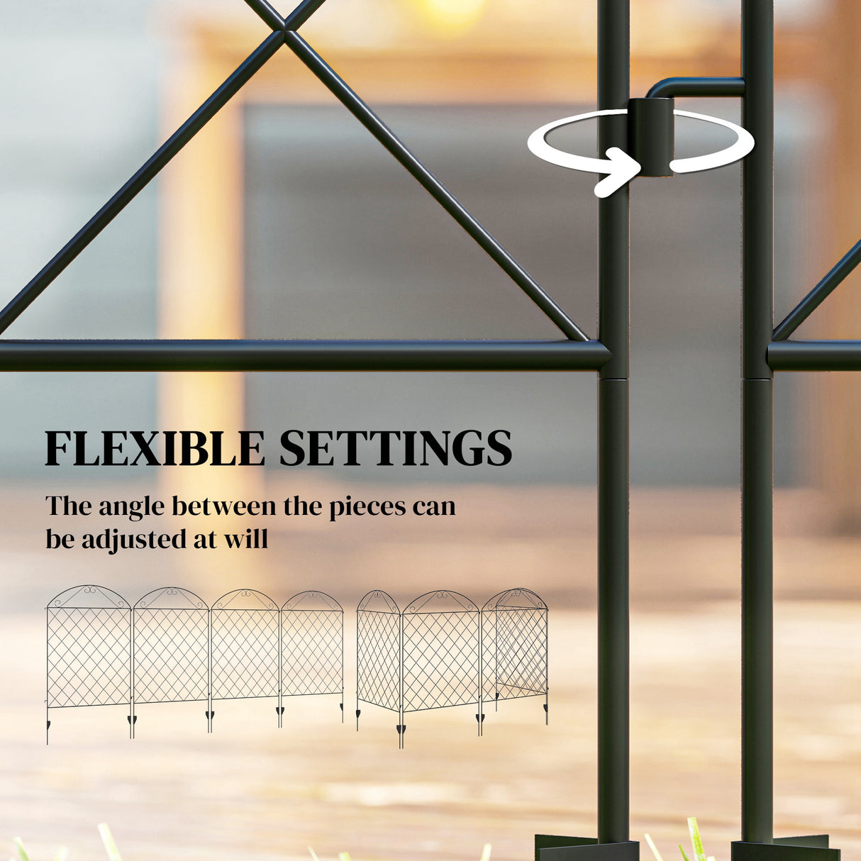 Metal Wire Picket Garden Fence Panels 348cm Wide in Set Of 4 - Velmora