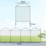 Metal Wire Picket Garden Fence Panels 348cm Wide in Set Of 4 - Velmora