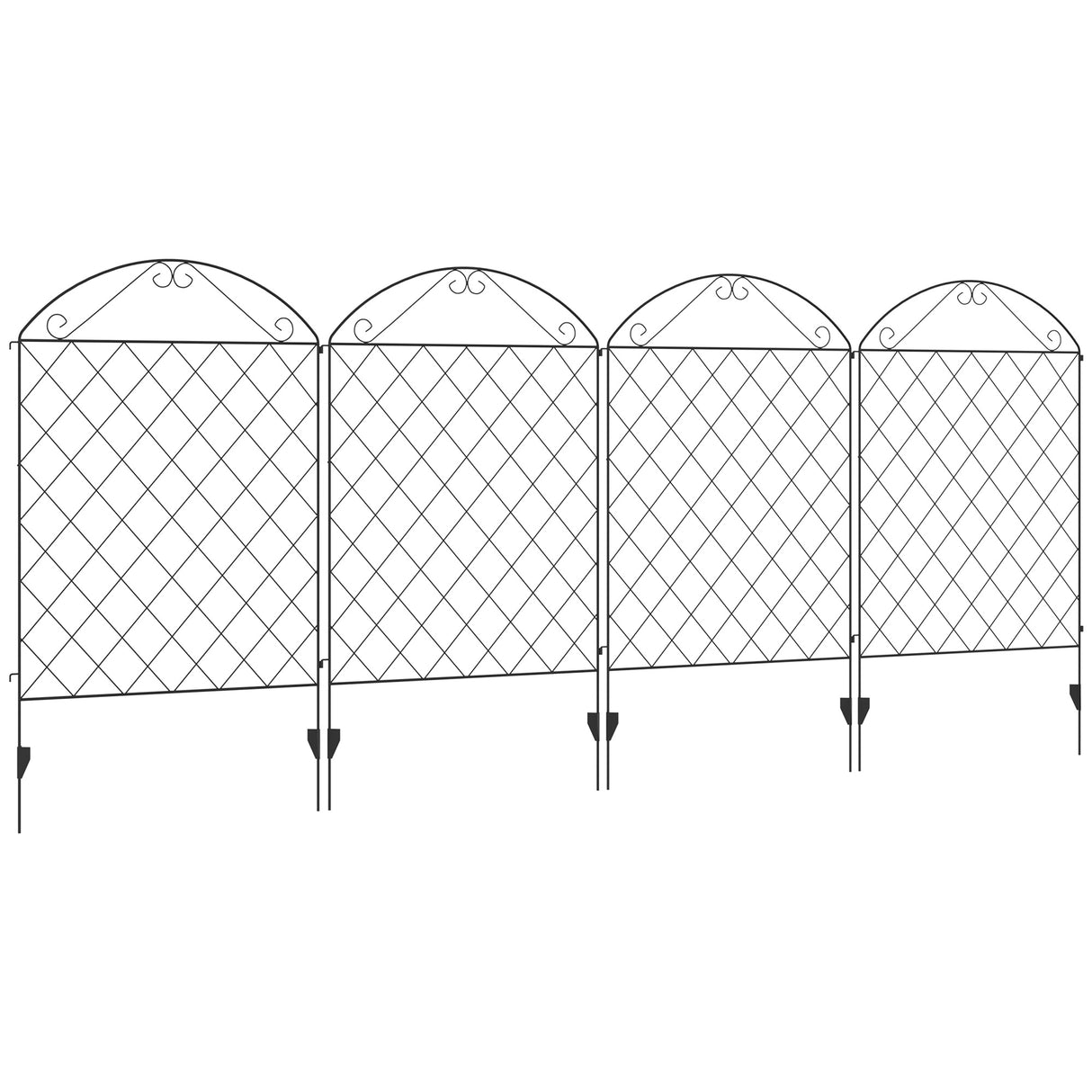 Metal Wire Picket Garden Fence Panels 348cm Wide in Set Of 4 - Velmora