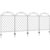 Metal Wire Picket Garden Fence Panels 348cm Wide in Set Of 4 - Velmora