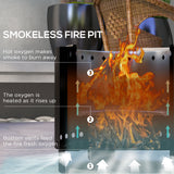 Metal Wood Burning Round Smokeless Fire Pit - Velmora