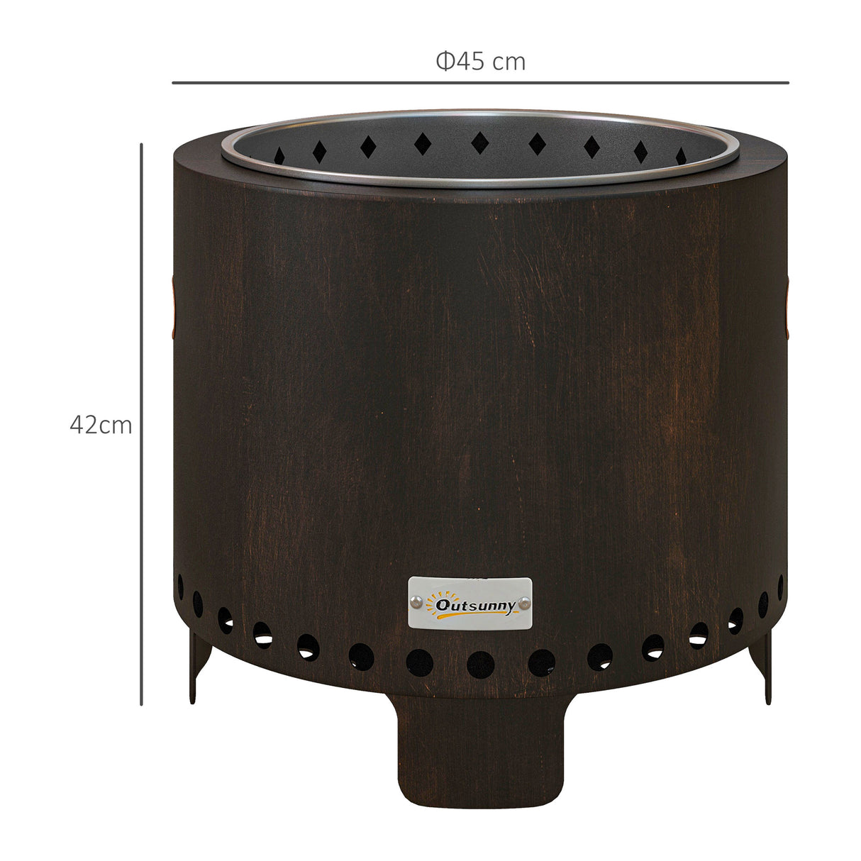 Metal Wood Burning Round Smokeless Fire Pit - Velmora