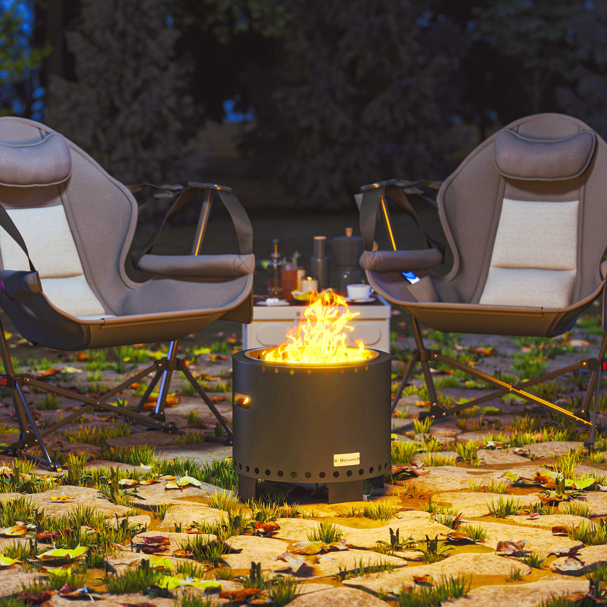 Metal Wood Burning Round Smokeless Fire Pit - Velmora