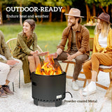 Metal Wood Burning Round Smokeless Fire Pit - Velmora
