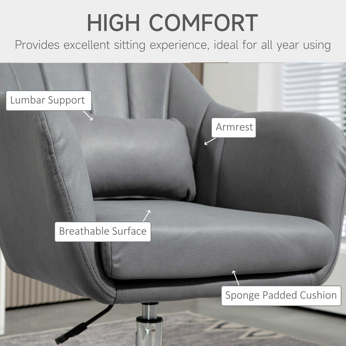 Microfibre Fabric Accent Chair 60cm Wide With Adjustable Height - Velmora