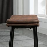 Microfibre Fabric Breakfast Bar Stools in Set Of 2 With Curved Seat - Velmora